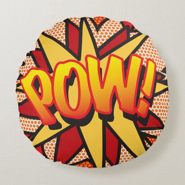 ZAP POW Rolig Cool Modern Trendig Tecknad Serie Rund Kudde (Framsidan)