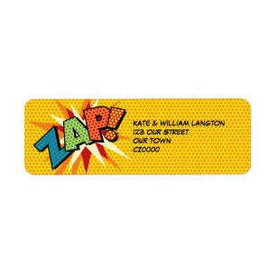 ZAP Rolig Retro Serietidning Pop Art-adress Returadress Etikett