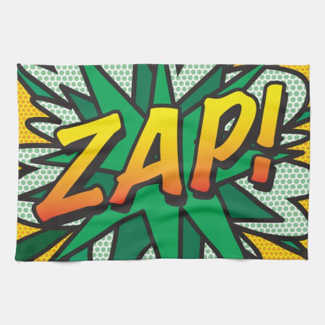 ZAP Rolig Retro Serietidning Popkonst Kökshandduk (Horisontell)