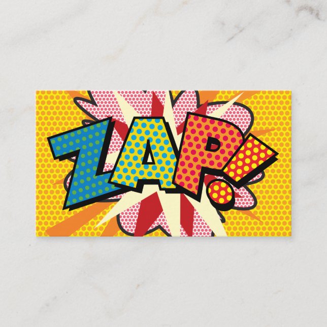 ZAP Rolig Retro Serietidning Visitkort (Framsida)
