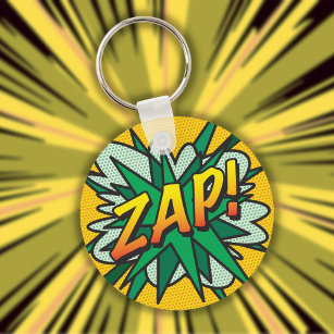 ZAP-Roligt Retro-Tecknad Bok-popup-bild Nyckelring