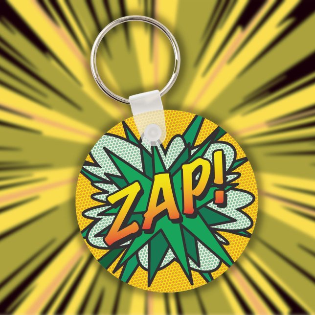 ZAP-Roligt Retro-Tecknad Bok-popup-bild Nyckelring (Skapare uppladdad)