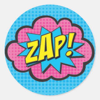 ZAP! Superhjälten Stickers GV2 Runt Klistermärke
