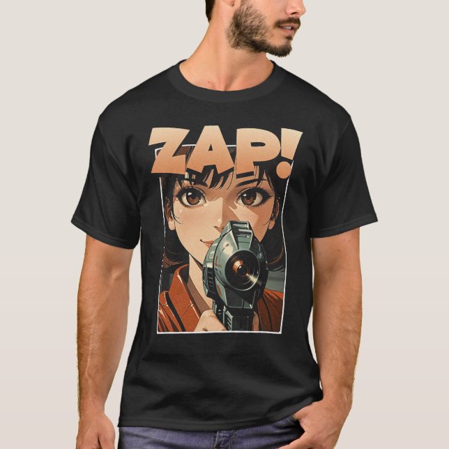 Zap! Vintage Anime T Shirt (Framsida)