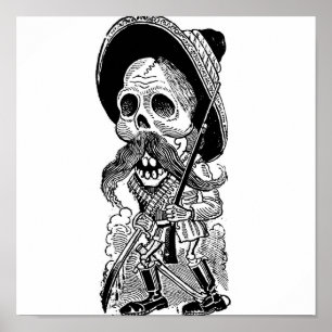 Zapatista Calavera. c.-tidigt 1900's. Mexico. Poster
