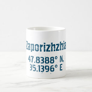 Zaporizhzhia Latitude & Longitude Distress Kaffemugg