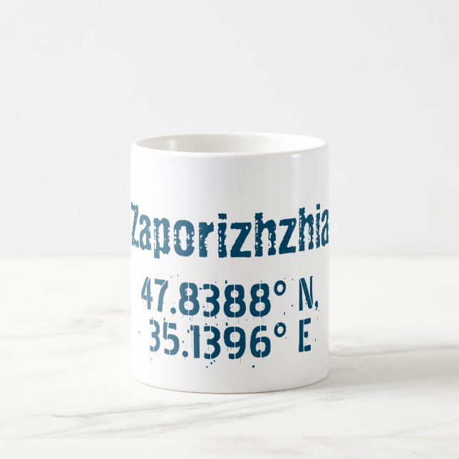 Zaporizhzhia Latitude & Longitude Distress Kaffemugg (Center)