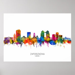 Zaporizjzja Ukraina Stadssiluett Poster
