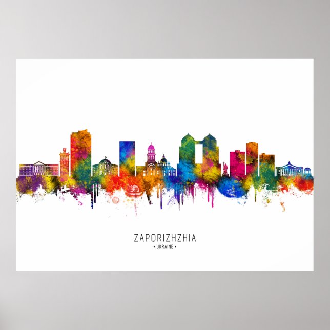 Zaporizjzja Ukraina Stadssiluett Poster (Framsidan)