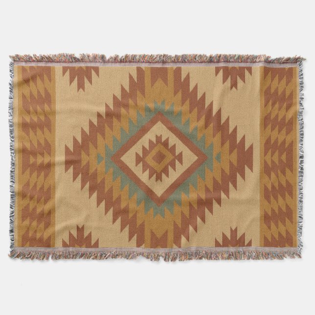 Zapotec Folk Art Diamond Cotton Blanket Thrid Filt (Framsidan)