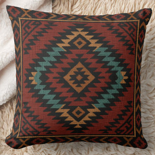Zapotec Folk Art Geometric Diamond Dekorativ kudde