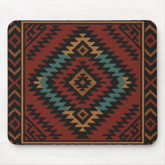 Zapotec Folk Art Geometric Diamond Mouse Pad Musmatta (Framsidan)