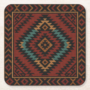 Zapotec Folk Art Geometric Diamond Papper Underläg Underlägg Papper Kvadrat