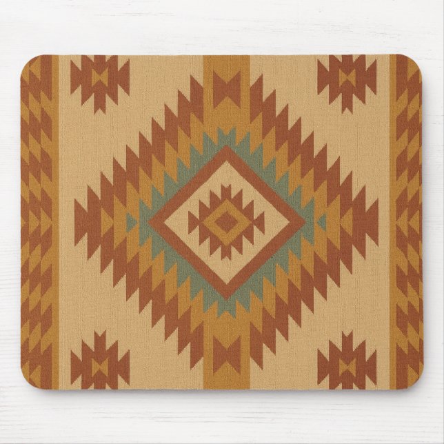 Zapotec Folk Art Neutralt Geometric Mouse Pad Musmatta (Framsidan)