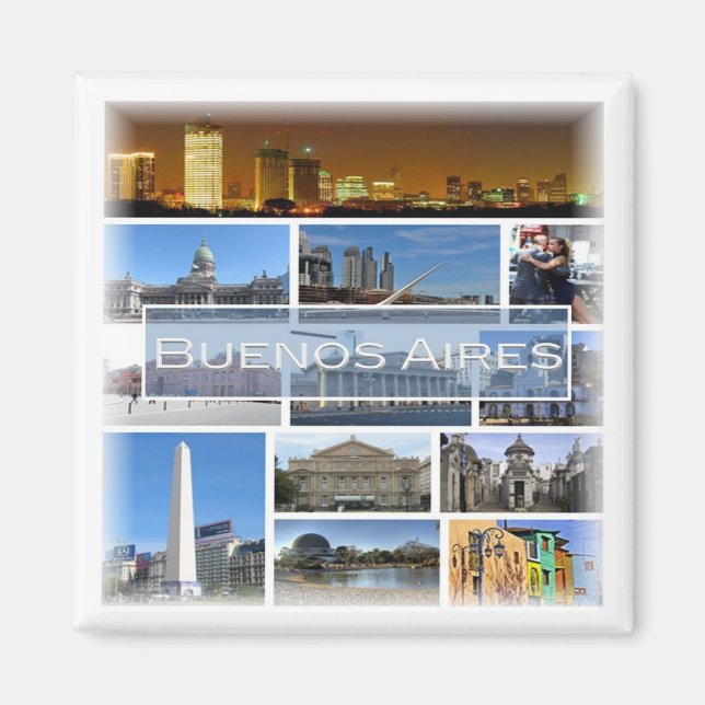 zAR006 BUENOS AIRES, Mosaic, Argentina, Fridge Magnet (Framsidan)