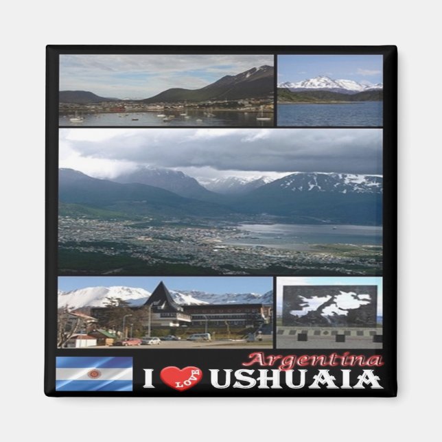 zAR008 USHUAIA I Kärlek, Mosaic, Argentina, Fridge Magnet (Framsidan)