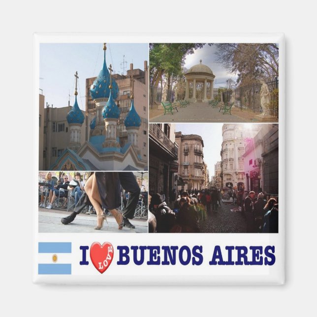 zAR040 BUENOS AIRES I Kärlek, Mosaic, Fridge Magnet (Framsidan)