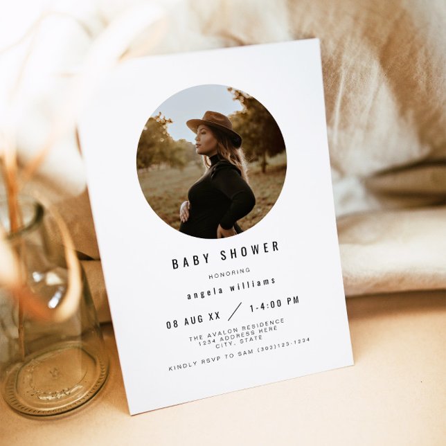 Zara - enkel, modern, minimalistisk foto babydusch inbjudningar (Skapare uppladdad)