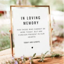 Zara Minimalist In loving Memory Bröllopsaffisch Poster