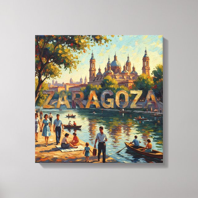 Zaragoza Riverside Basilica Glow Canvas (Framsida)