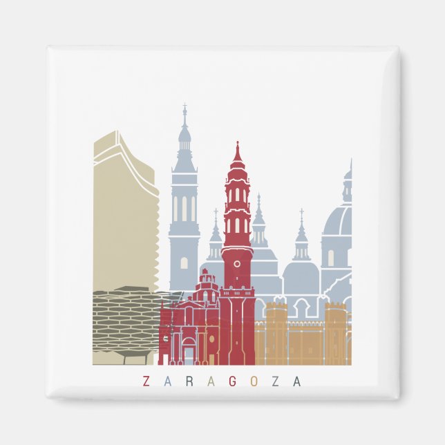 Zaragoza skyline poster magnet (Framsidan)