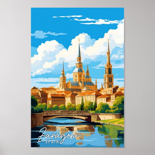 Zaragoza Spain Art vintage resor illustration Poster (Framsidan)