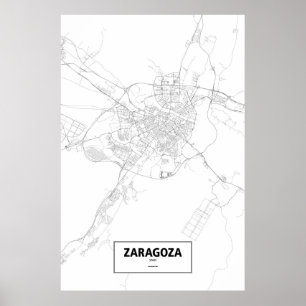 Zaragoza Spanien (svarten på vit) Poster