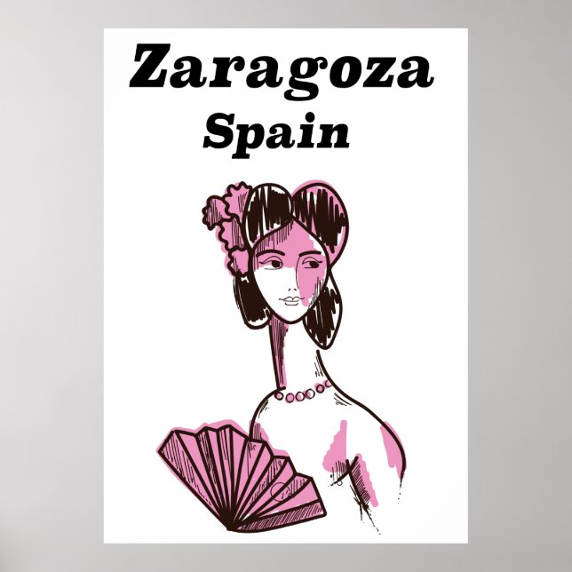 Zaragoza Spanien vintage resematerial affisch (Framsidan)