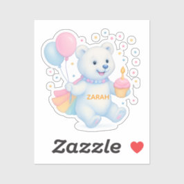 Zarah Dancing Polar Bear Custom-Cut Vinyl Sticker Klistermärken