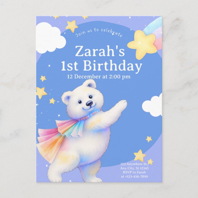 Zarah den Dansande Isbjörnen Inbjudan Vykort (Framsida)