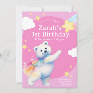 Zarah the Dancing Polar Bear Birthday Invitations Inbjudningar