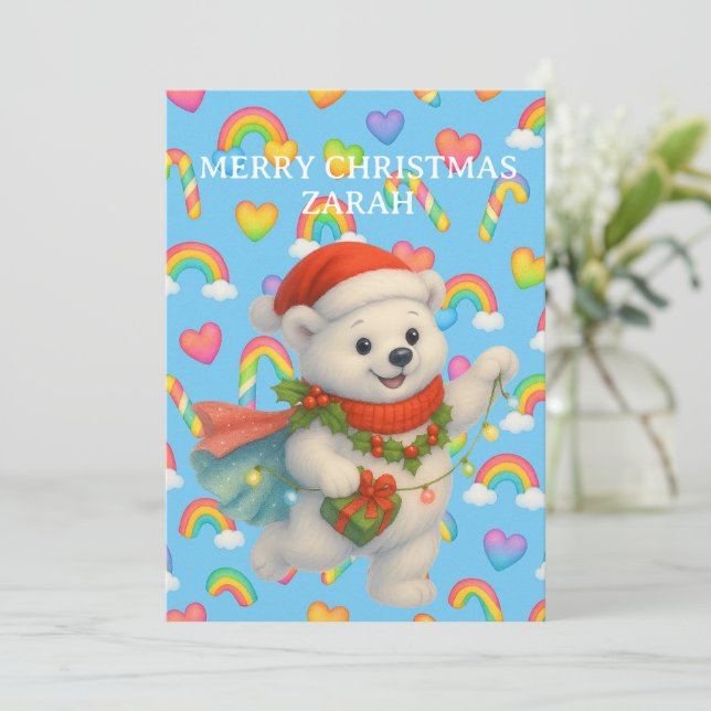 Zarah the Dancing Polar Bear — Kids’ Christmas  Inbjudningar (Stående Fram)