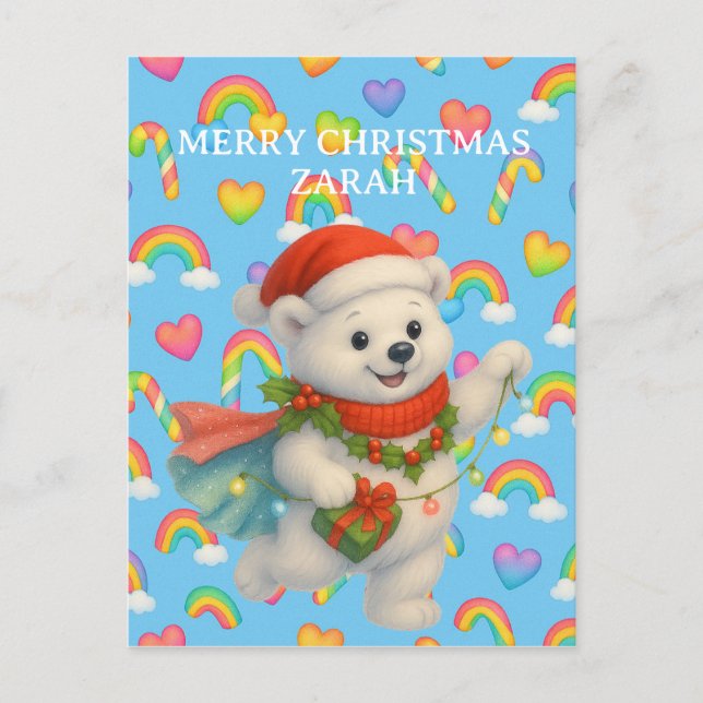 Zarah the Dancing Polar Bear — Kids’ Christmas  Vykort (Framsida)