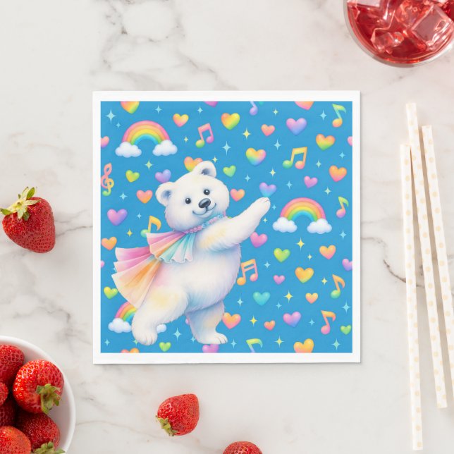 Zarah the Dancing Polar Bear • Paper Party Napkins Pappersservett (Insitu)