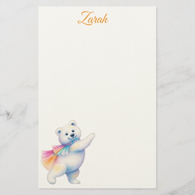 Zarah the Dancing Polar Bear | Personalized Brevpapper (Framsida)