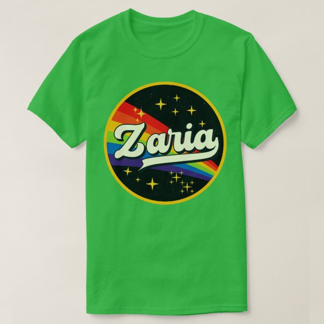 Zaria Rainbow i Space Vintage Stil T Shirt (Design framsida)