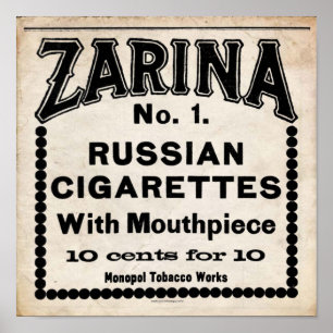 Zarina Russian Cigarette-tecken Poster