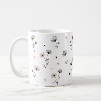 Zarte Blumentasse mit Herzen - Floral Design Kaffemugg