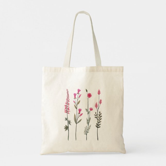 Zarte Einkaufstasche mit rosa Blumen – Aquarell-St Tygkasse (Baksida)