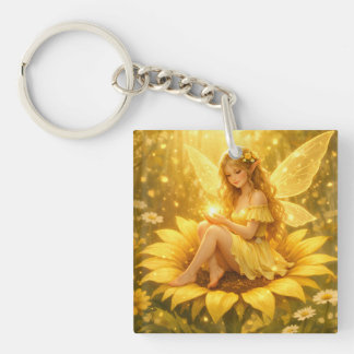 Zarte Elfe auf einer Sonnenblume