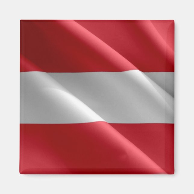zAT002 Austria WAVING FLAGGA Austria Magnet (Framsidan)
