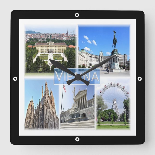 zAT005 VIENNA, Österrike, Europa, Square Wall Cloc Fyrkantig Klocka (Framsida)