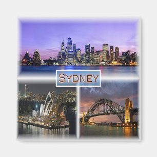 zAU007 SYDNEY från Natten, Australien, Fridge Magnet