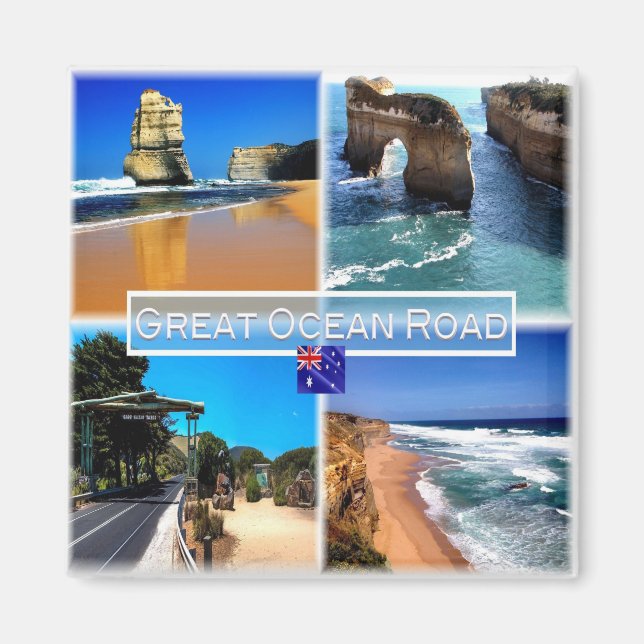 zAU009 UNDERBAR OCEAN ROAD, Mosaic, Australien, Fr Magnet (Framsidan)