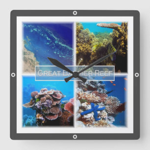 zAU011 UNDERBARA BARRIER REEF, Australien. Fyrkantig Klocka