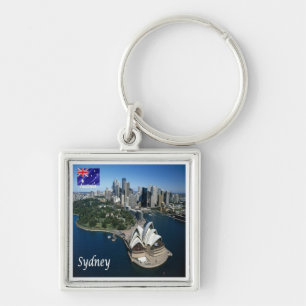 zAU026 SYDNEY Australien, Opera House Fyrkantig Silverfärgad Nyckelring