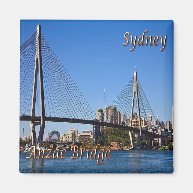 zAU027 SYDNEY, Australien, ANZAC Bridge, Fridge Magnet (Framsidan)