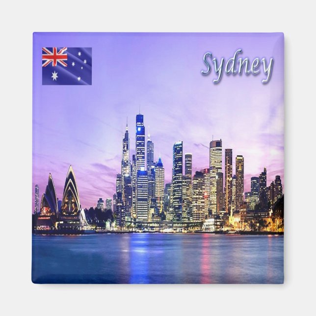 zAU028 SYDNEY, Skyline, Australien, Oceanien, Frid Magnet (Framsidan)