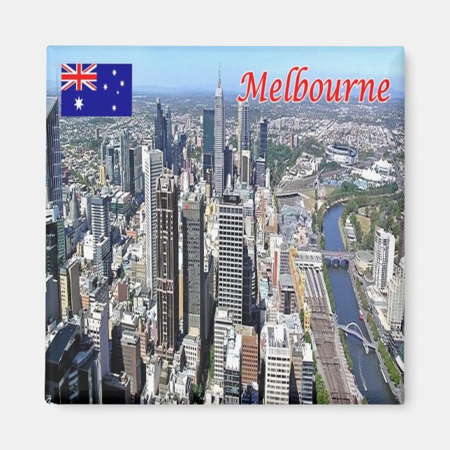 zAU058 MELBOURNE, Aerial View, Australien, Fridge Magnet (Framsidan)