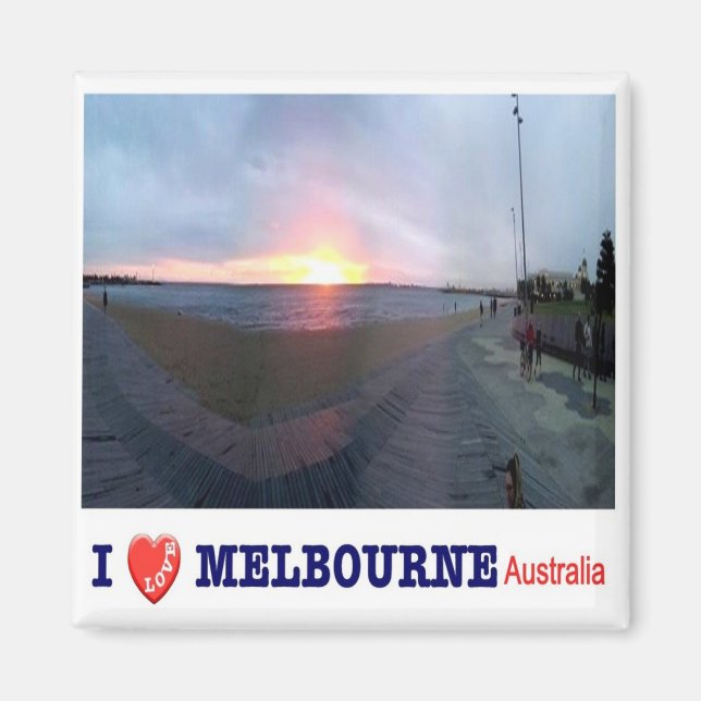 zAU066 MELBOURNE I Kärlek, Australien, Oceanien, F Magnet (Framsidan)